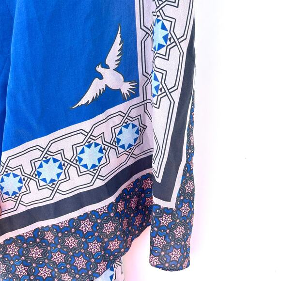 Carolina K Silk Mini Halter Short Cape Dress Blue Flowy Boho XS Cocktail - Picture 8 of 10